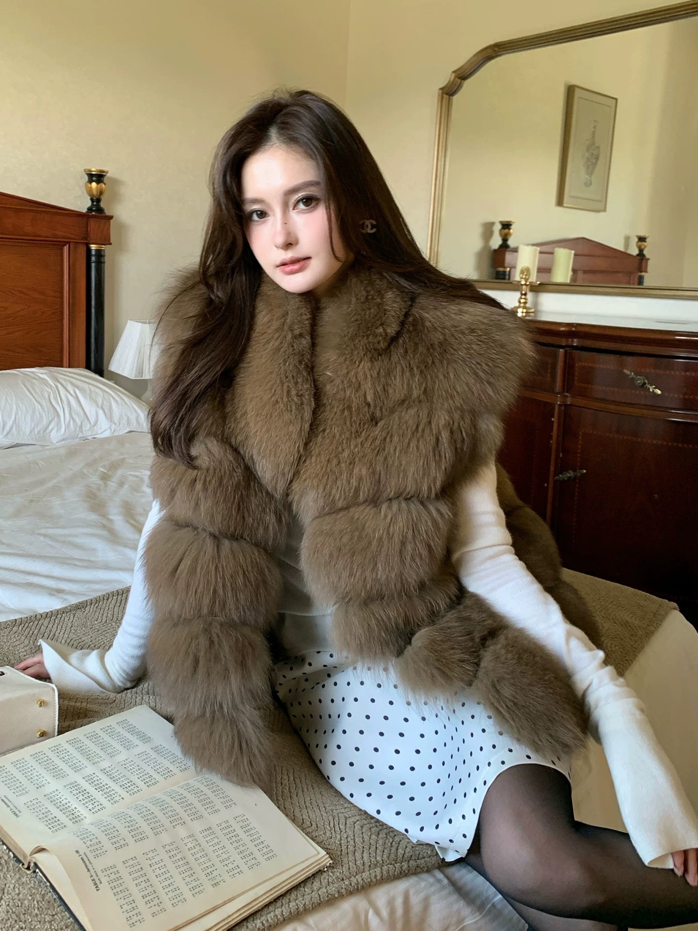 Kelly Designs Fox Fur Vest 2 colors Jacket (Instock)