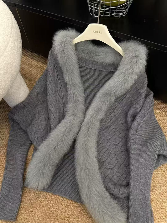 Kelly Designs 2 colors Fox Fur Cardigan (Instock)