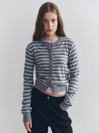 ROLAROLA Stripe Wool Blend Cardigan – Gray (Instock)