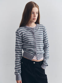 ROLAROLA Stripe Wool Blend Cardigan – Gray (Instock)