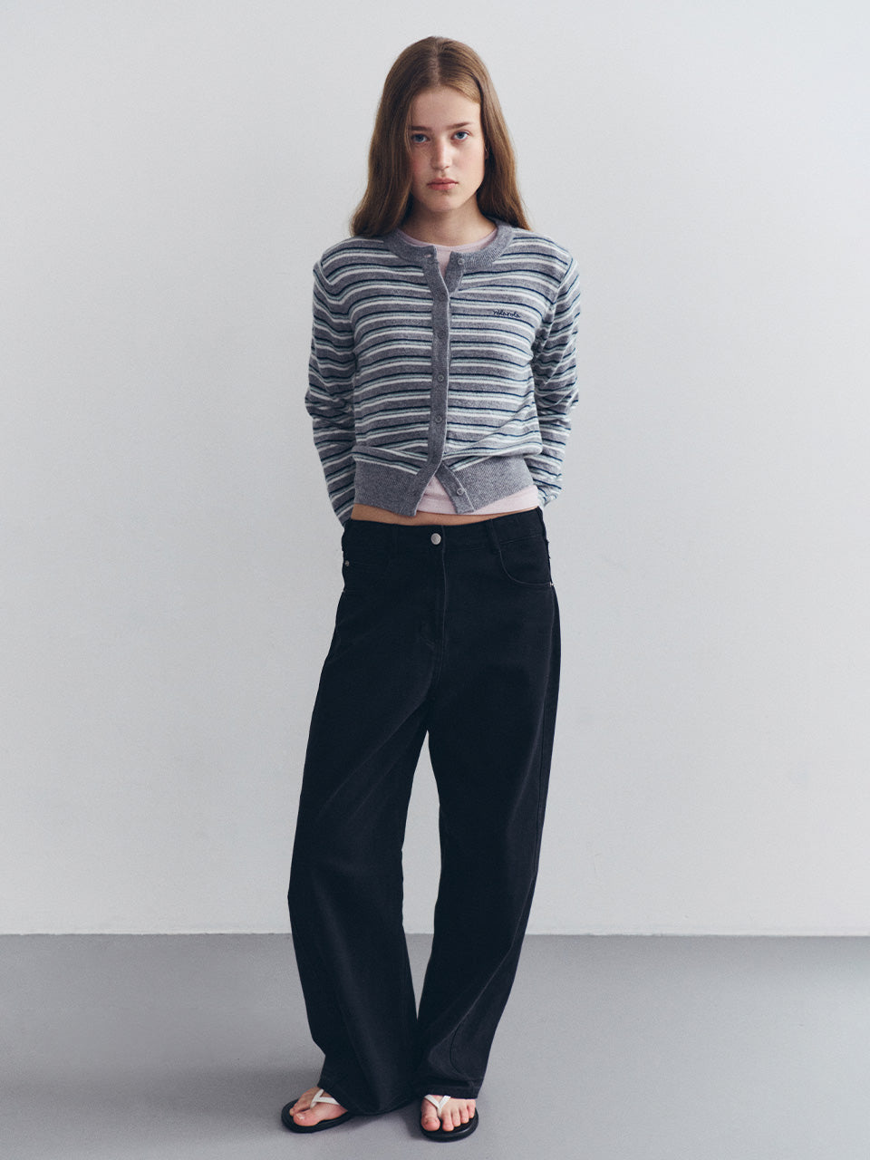 ROLAROLA Stripe Wool Blend Cardigan – Gray (Instock)