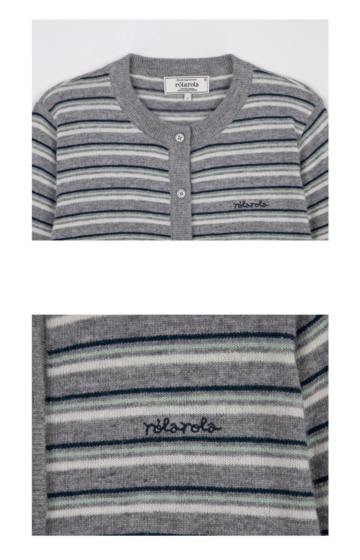 ROLAROLA Stripe Wool Blend Cardigan – Gray (Instock)