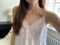Korean APM Collection Ounce Lace Trim V-Neck Modal Camisole Top (Instock)
