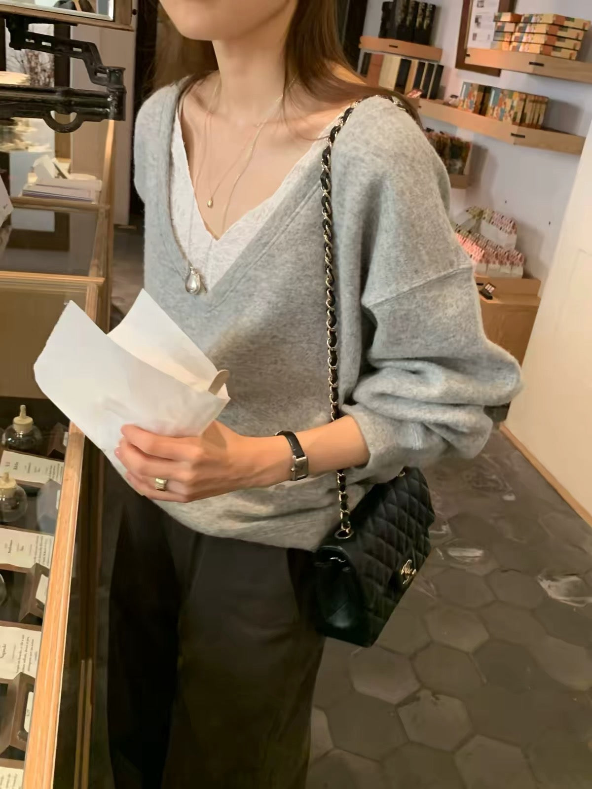 Korean APM Collection Soft Wool Blend V-Neck Oversized Sweater (Instock)