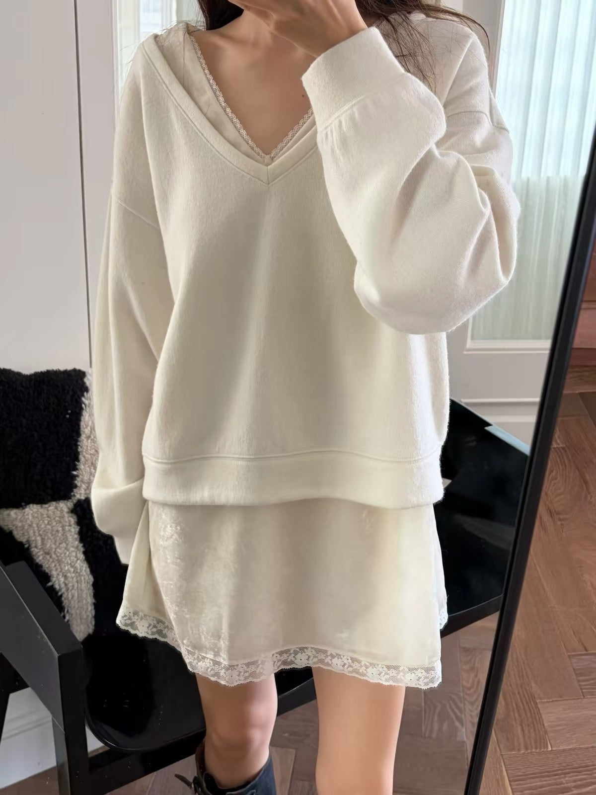 Korean APM Collection Soft Wool Blend V-Neck Oversized Sweater (Instock)