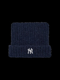 MLB NY Logo Fluffy Cat Ear Beanie – Navy Blue (Instock)