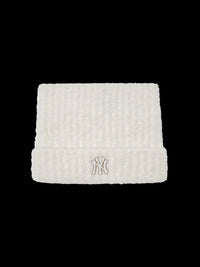 MLB NY Logo Fluffy Cat Ear Beanie – White (Instock)