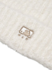 MLB NY Logo Fluffy Cat Ear Beanie – White (Instock)