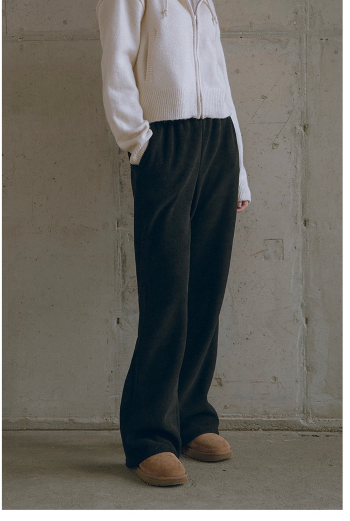 Korean Collection SIYAZU Fleece-Lined Ribbed Sweatpants-3 colors (Instock)