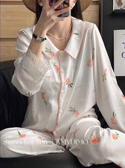 Amydimo Peach Lace Female Pajama(Preorder)