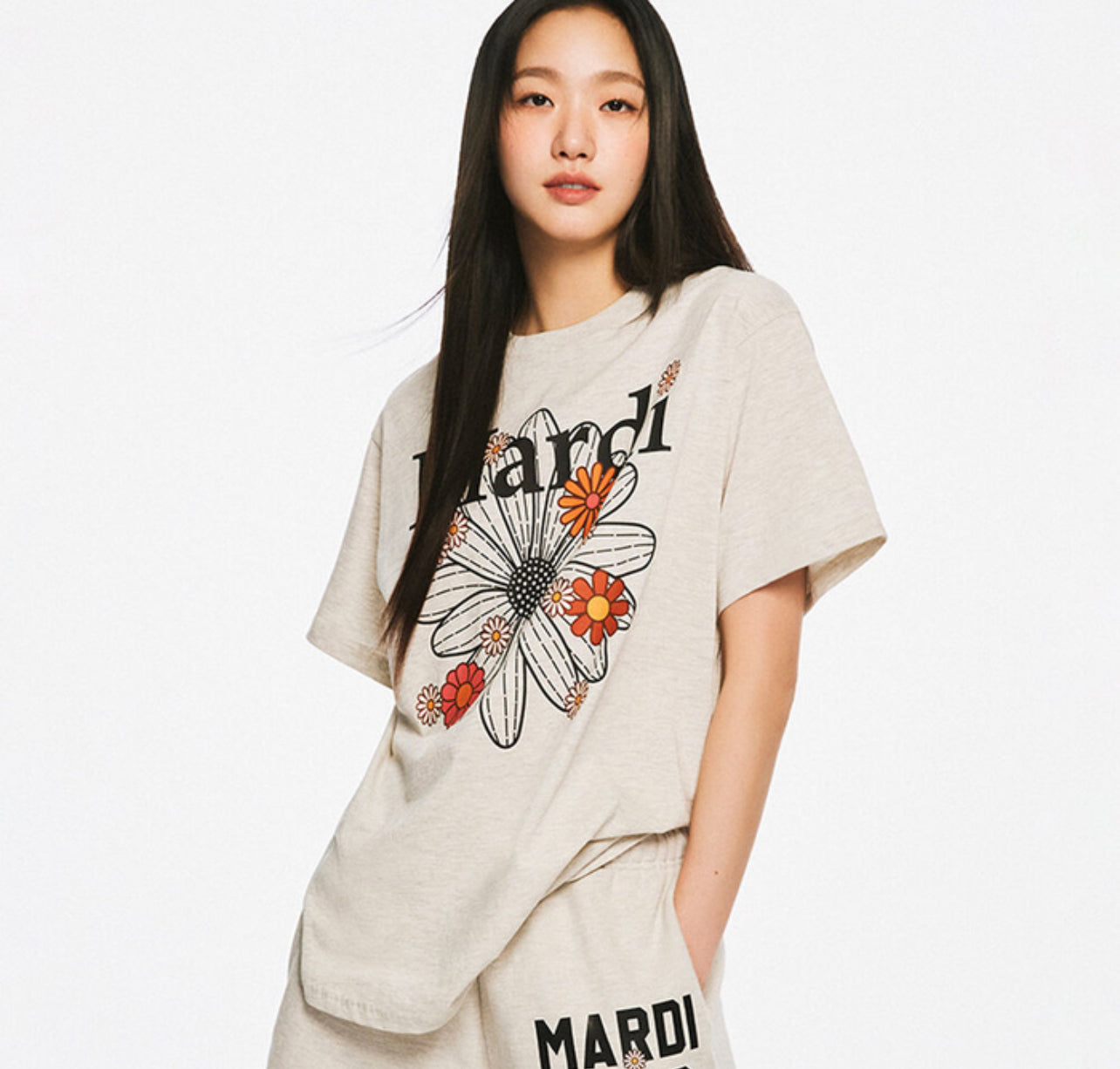 Mardi Mercredi TSHIRT FLOWERMARDI BLOSSOM_OATMEAL BLACK(Preorder)