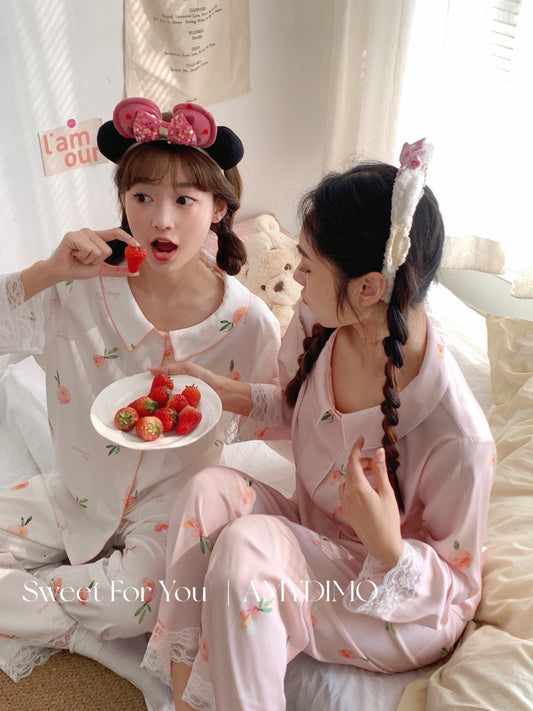 Amydimo Peach Lace Female Pajama(Preorder)