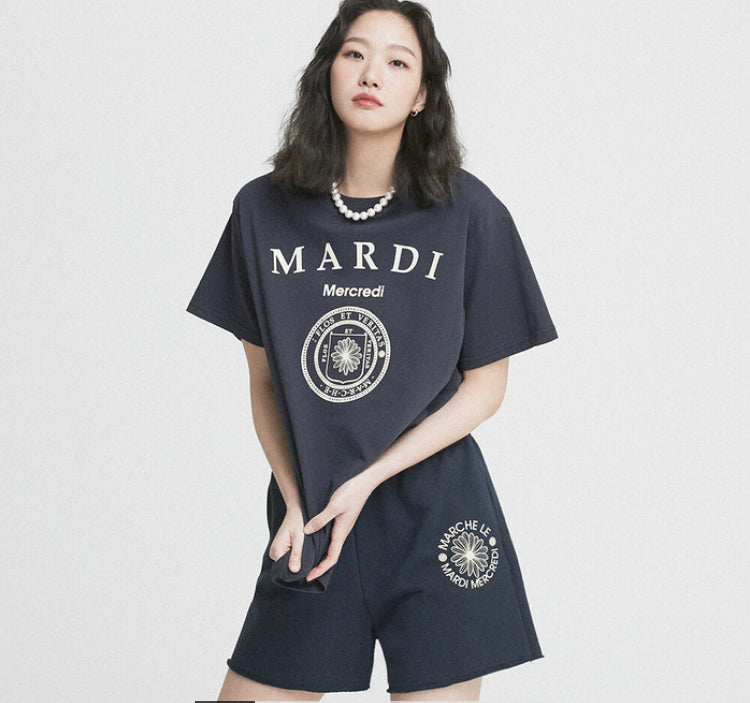 Mardi Mercredi Sweat Shorts Marche Emblem_Navy Cream(Preorder)