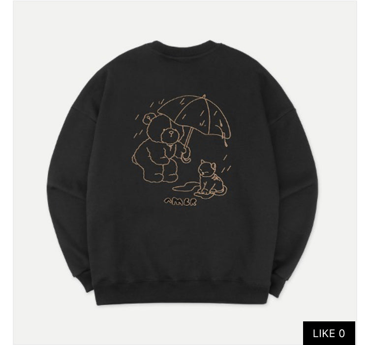 Ambler Rainy Day Bear Black Sweatshirt(Preorder)