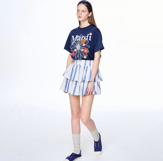 Mardi Mercredi TSHIRT FLOWERMARDI BLOSSOM_NAVY WHITE(Preorder)