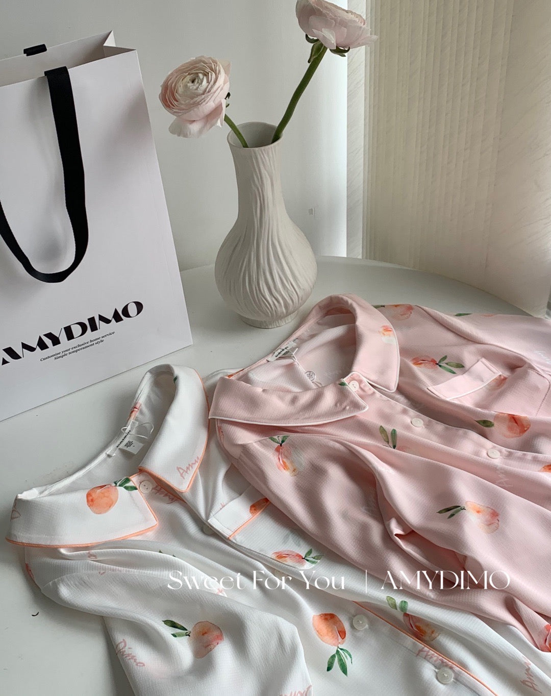 Amydimo Peach Lace Female Pajama(Preorder)