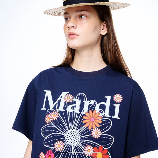 Mardi Mercredi TSHIRT FLOWERMARDI BLOSSOM_NAVY WHITE(Preorder)