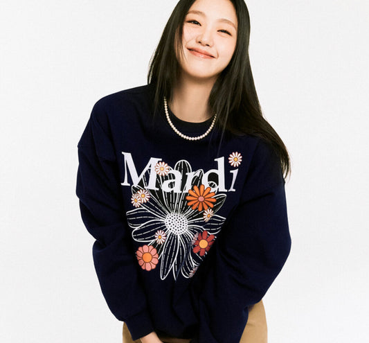 Mardi Mercredi SWEATSHIRT FLOWERMARDI BLOSSOM_NAVY WHITE(Preorder)