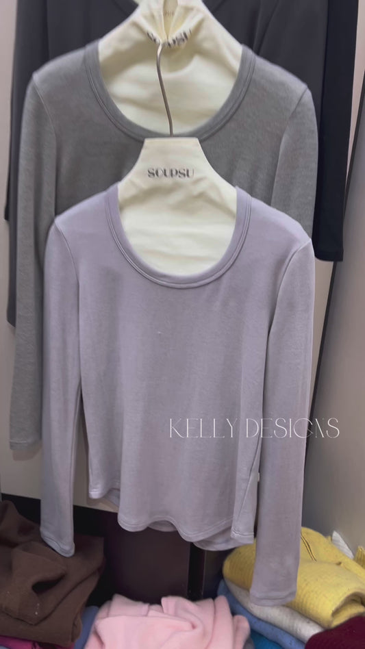 Kelly Designs 2 colors U neck lysol wool Tshirt (Instock)