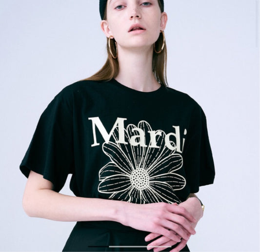 Mardi Mercredi Black-Cream TSHIRT FLOWERMARDI(Preorder)