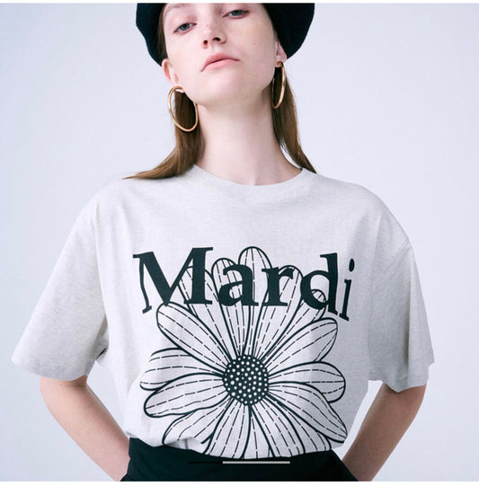 Mardi Mercredi Oatmeal-Black TSHIRT FLOWERMARDI(Preorder)