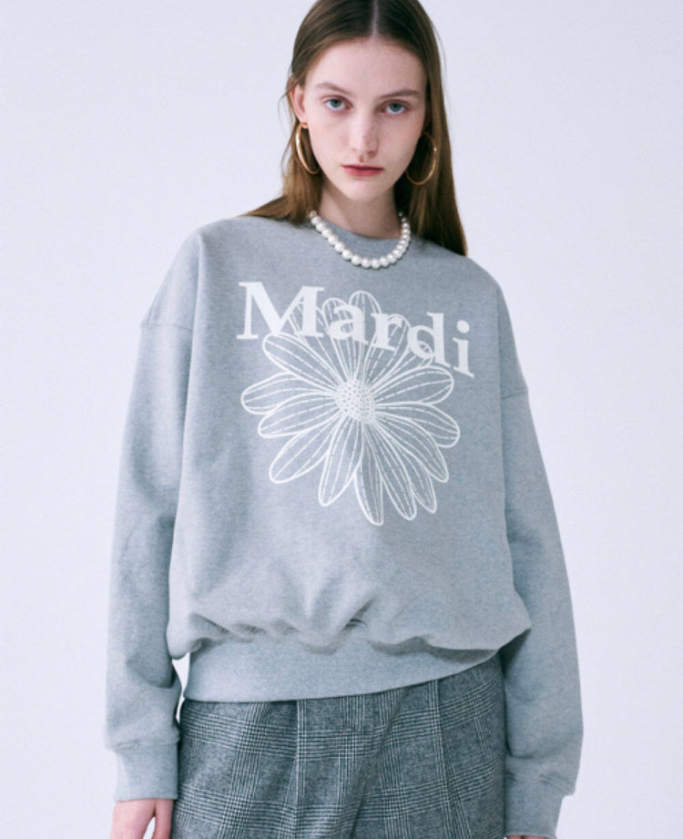 Mardi Mercredi SWEATSHIRT FLOWERMARDI Grey Ivory(Instock)