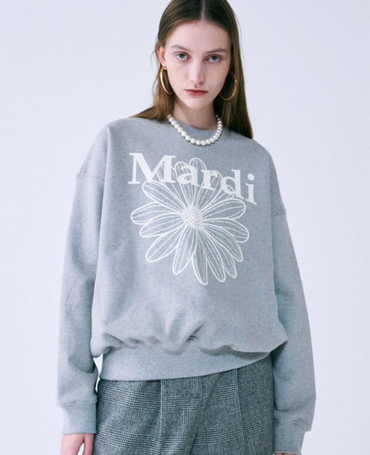 Mardi Mercredi SWEATSHIRT FLOWERMARDI Grey Ivory(Instock)