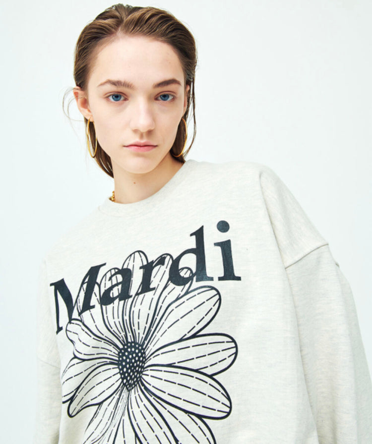 Mardi Mercredi SWEATSHIRT FLOWERMARDI Oatmeal Black(Instock)