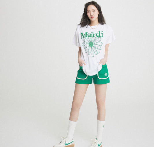 Mardi Mercredi Green-White TSHIRT FLOWERMARDI(Preorder)